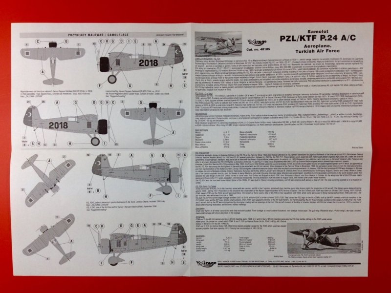 Mirage 48105 1/48 PZL/KTF P.24c Tureckie Siły Powietrzne (zawiera części z Białego Metalu)