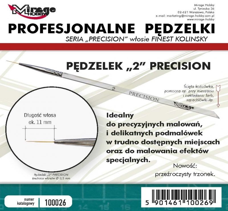 PĘDZEL MIRAGE 100026 PRECISION KOLINSKY nr 2 (finest) 