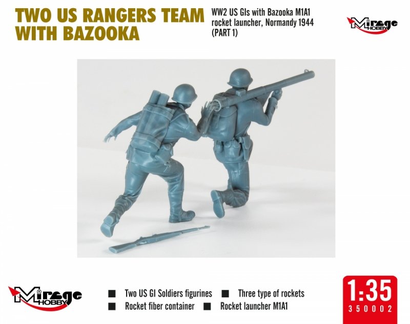 MIRAGE 350002 1:35 TWO US RANGERS TEAM WITH BAZOOKA