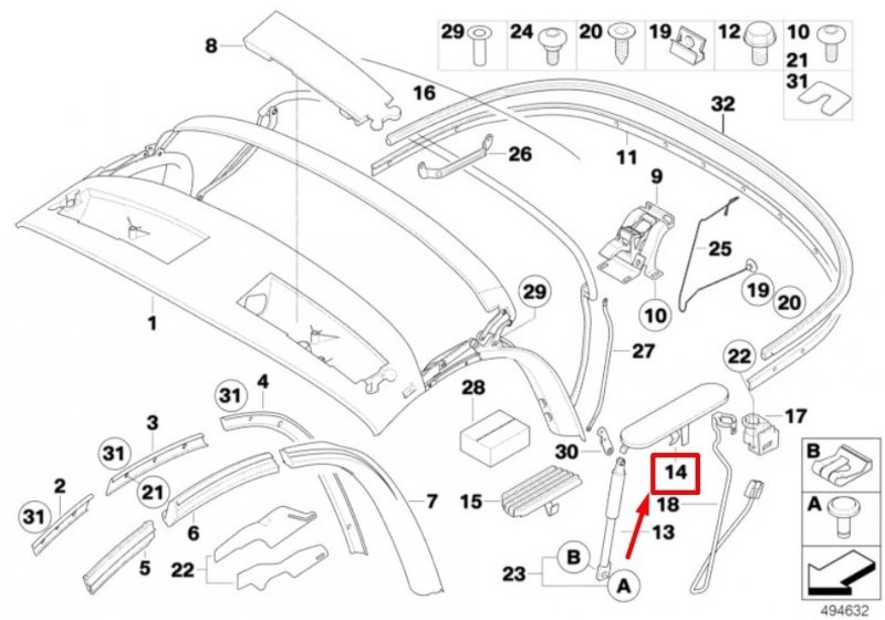 ZAŚLEPKA DACHU ŚRUB BMW Z4 E85 LEWA ORYGINAŁ 7117349