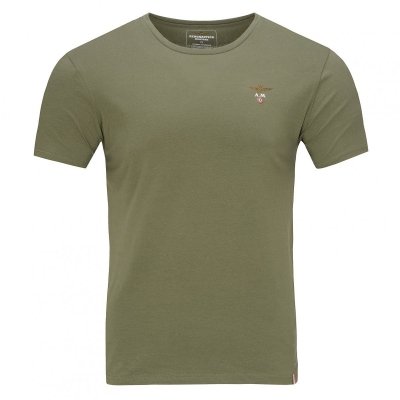 Aeronautica Militare khaki t-shirt koszulka męska crew-neck SC0TI001J508-07001