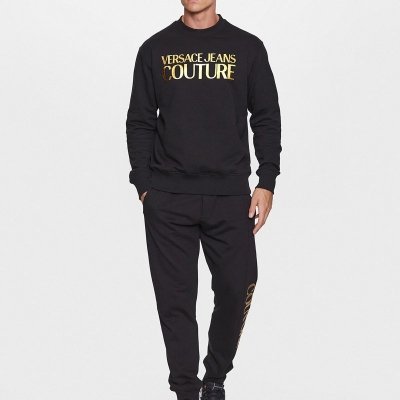 Versace Jeans Couture bluza męska czarna złoty nadruk 75GAIT01