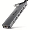 AXAGON HMC-7HX2 Hub USB, 2x USB-A, 1x USB-C, 2x HDMI 2.0, 1x RJ45, 100 W PD – srebrny
