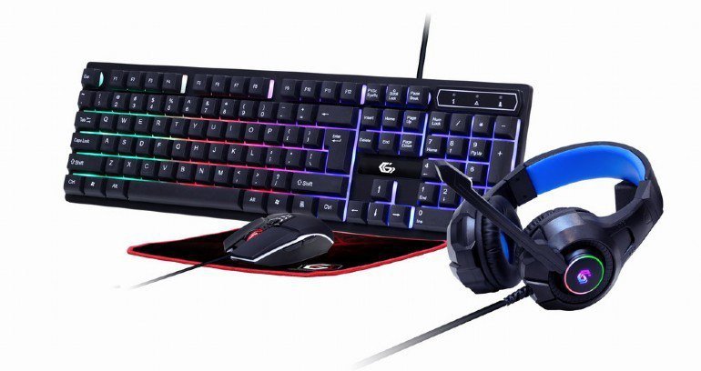 GEMBIRD ZESTAW GAMINGOWY GHOST GGS-UMGL4-02 4W1 KLAWIATURA, MYSZ, PODKŁADKA, SŁUCHAWKI