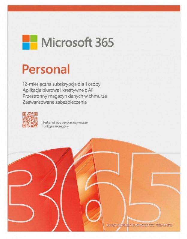 Microsoft M365 Personal PL 1Y 1U 5D Win/Mac EP2-32454  Zastępuje P/N: QQ2-01752