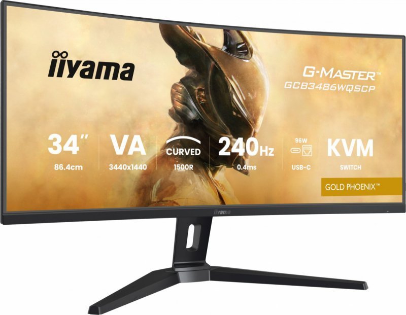 IIYAMA Monitor G-Master 34 cale GCB3486WQSCP-B1,VA,UWQHD,240HZ,0.4ms,1500R,HDR400,500cd,21:9,HDMI (2.1), USB-C dock 95W, RJ45, 2