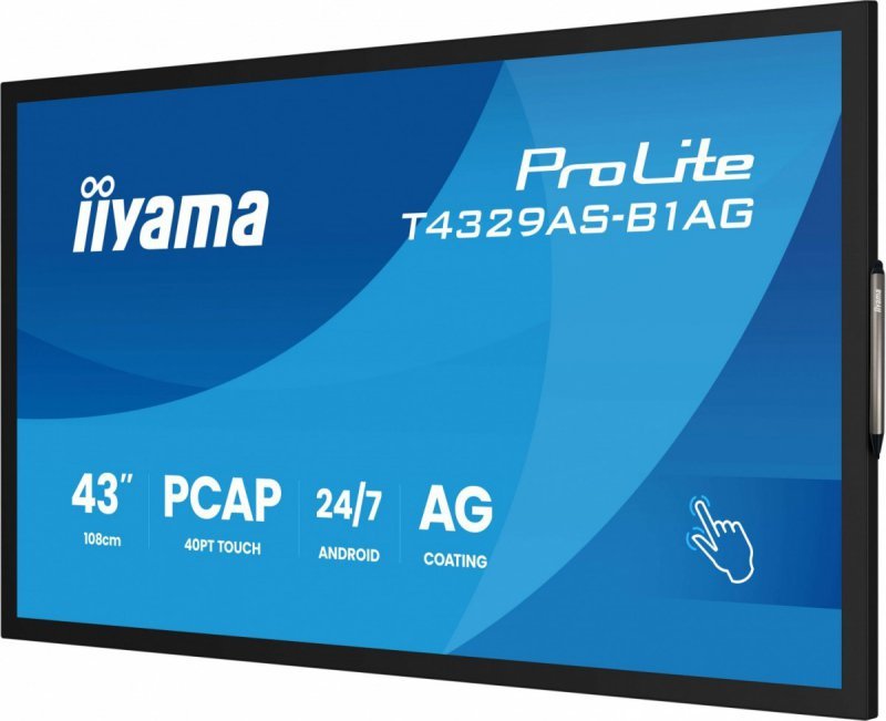 IIYAMA Monitor 43 cale T4329AS-B1AG VA,4K,HDMIx2,USB-C,RJ45,2x10W,WiFi,     Android 14, Signal FailOver, Whiteboard, iiSignage (CMS), iiControl (DMS),   iiS