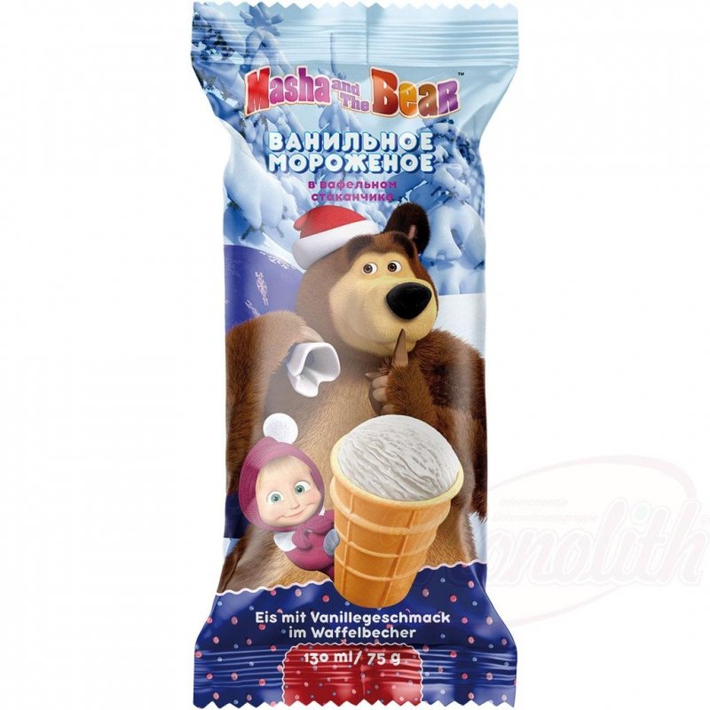 [MONOLITH] Lody o smaku waniliowym „Masha en de Beer” w kubku waflowym 130ml/40