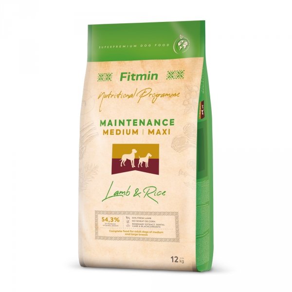 opakowanie suchej karmy Fitmin dog Lamb&amp;Rice medium/maxi 12kg