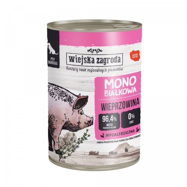 puszka mokrej karmy dla psa Wiejska Zagroda wieprzowina 400g