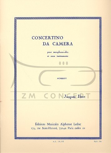 Ibert, Jacques Concertino da camera pour saxophone alto et 11 instruments : na saksofon altowy i fortepian