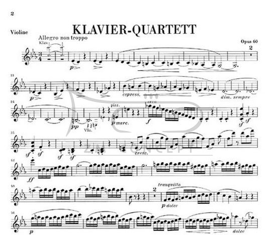 Brahms, Johannes: Kwartet fortepianowy C-MOLL OP. 60 partytura + głosy