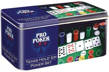 Tactic Zestaw 200 żetonów plus dwie talie po 55 kart Pro Poker Texas Holde&#039;em puszka