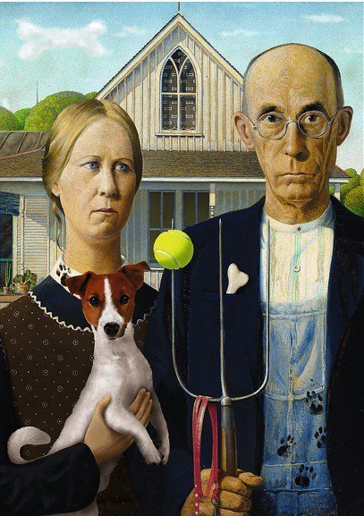 Trefl Puzzle 500 elementów American Gothic Psia Edycja