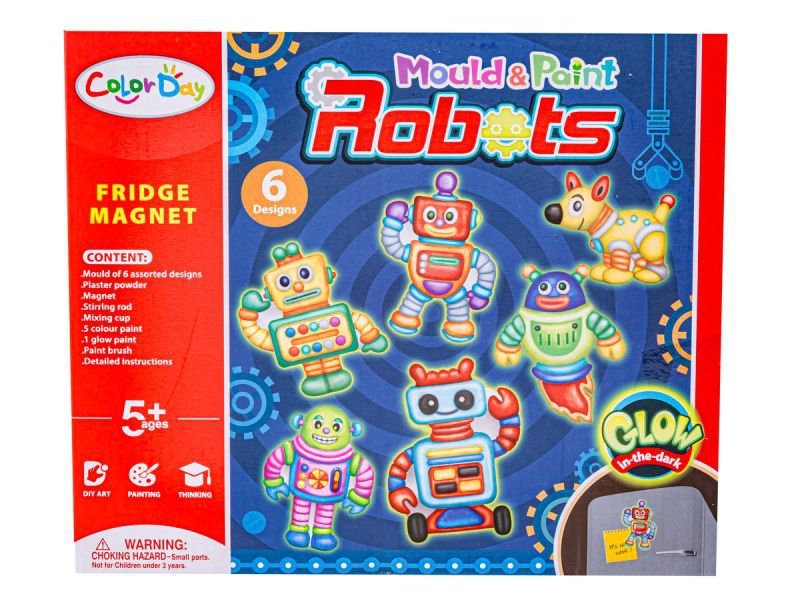 Kreatywny Zestaw Stwórz Magnes, Odlew DIY WESOŁE ROBOTY, GLOW Zrób To Sam