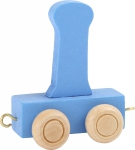 Dekoracja SMALL FOOT wagon do lokomotywy z literą I (kolor niebieski)