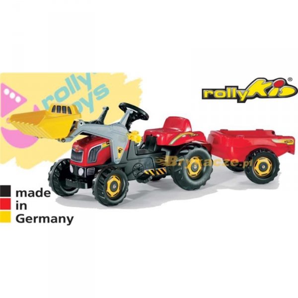 Rolly Toys rollyKid Traktor na pedały z łyżką i przyczepą 2-5 Lat