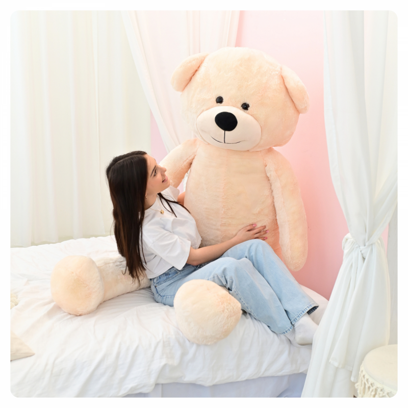 DUŻY MIŚ PLUSZOWY 220cm PLUSZAK MASKOTKA GIGANT - JASNY BEŻ