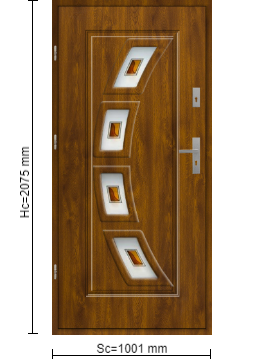 StalProdukt Drzwi Zewnętrzne Stalowe 55 mm grubości Wzór T20A Złoty Dąb