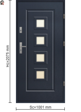 StalProdukt Drzwi Zewnętrzne Stalowe 55 mm grubości  T20SO Reflex/Witraż  Antracyt