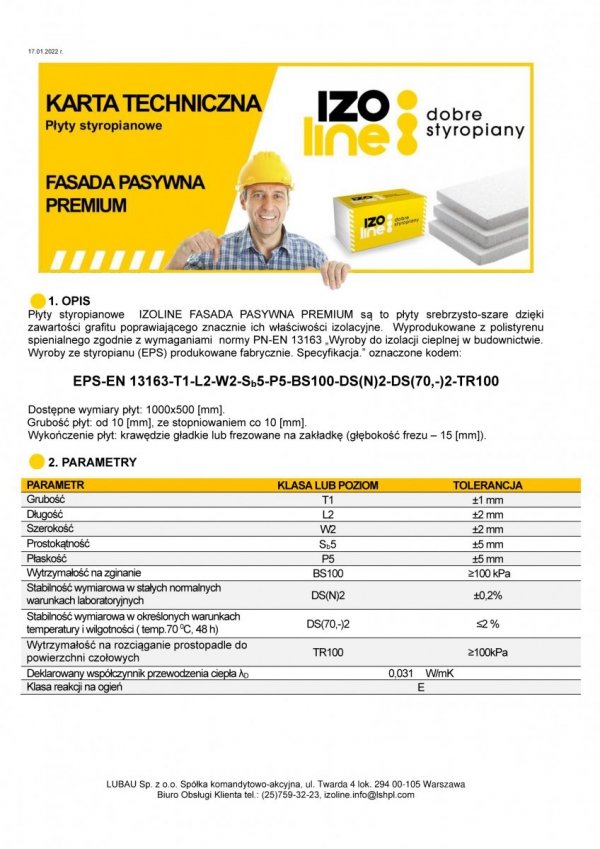 Lubau Styropian FASADA PASYWNA PREMIUM 031 Paczka 