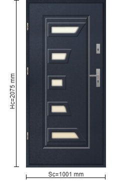 Stalprodukt Drzwi Zewnętrzne Stalowe 55 mm grubości Wzór T20P Antracyt Struktura