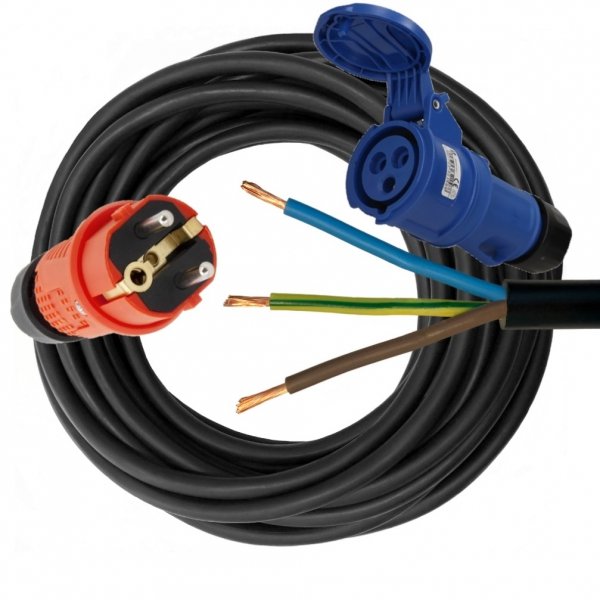 PRZEDŁUŻACZ KEMPINGOWY ADAPTER 15M 230V H05RR‑F (OW) 3x2,5 żo 300/500V