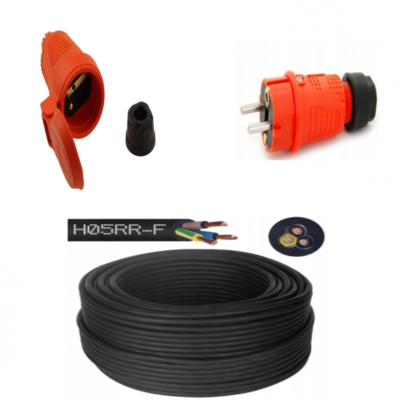 PRZEDŁUŻACZ BUDOWLANY 40M 230V H05RR‑F (OW) 3x2,5 żo 300/500V