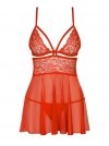 Seksowna sukienka babydoll i stringi Obsessive 838-BAB-3 czerwona XXL