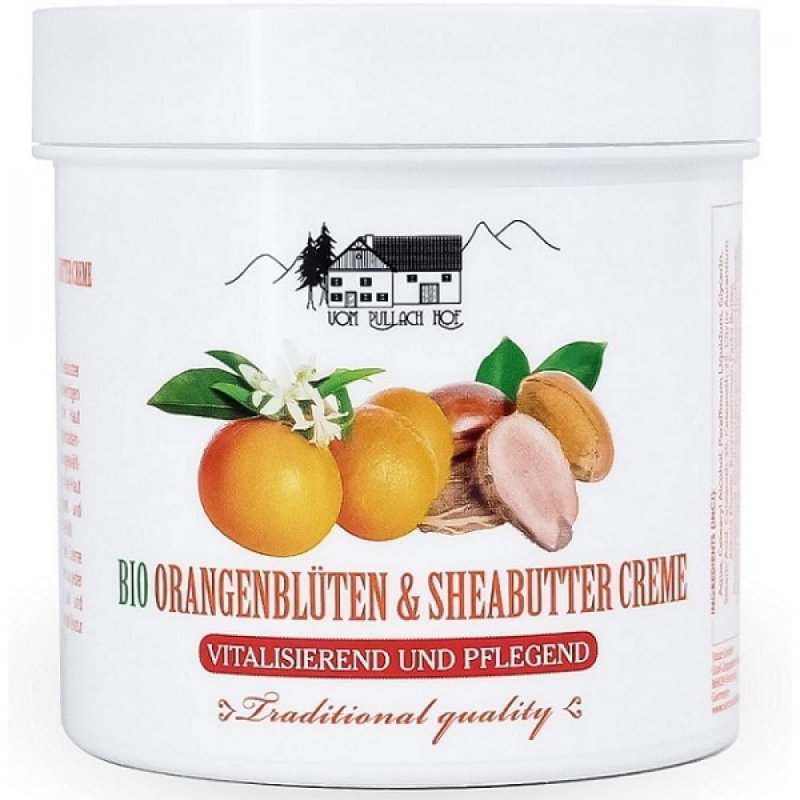 Organiczny krem z kwiatem pomarańczy i masłem shea, Pullach Hof, 250 ml