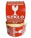 Etykieta ostrzegawcza OSTROŻNIE SZKŁO 77x77mm papierowa na roli (1000szt) BULK