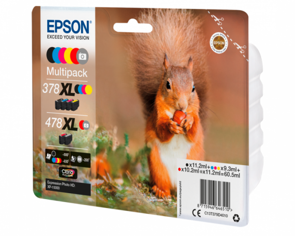 Epson Tusz 378XL+478XL XP-15000 CMYK 1x10.2ml, 2x11.2ml, 3x9.3ml