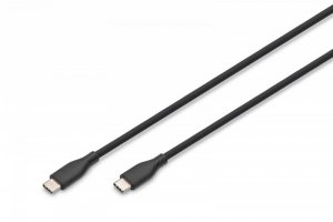 Digitus Kabel połączeniowy silikonowy USB-C - USB-C, USB 2.0 60W, 1m Czarny