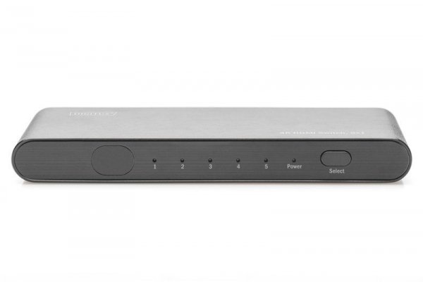 Digitus Przełącznik/Switch HDMI 5-portowy, 4K 60Hz UHD 3D HDR, HDCP 2.2, audio