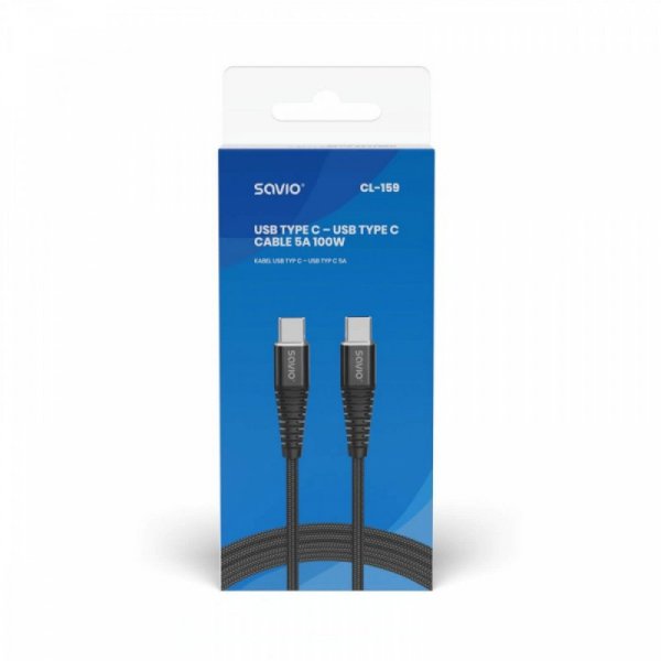Savio Kabel USB typu C - USB typu C 5A 1m, CL-159