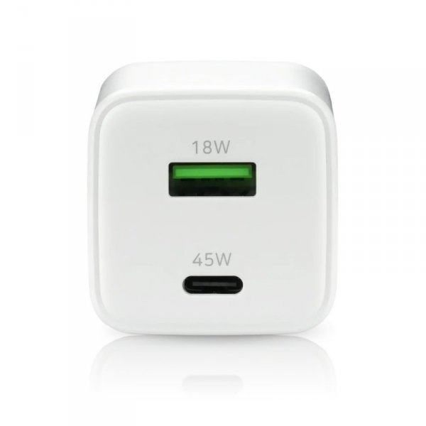 everActive Ładowarka sieciowa GaN 1X USB, 1X USB-C 45W QC4+ PD Biała