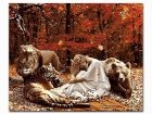 Obraz Malowanie po numerach Kobieta, tygrys, lew i niedźwiedź S059