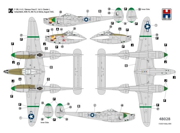 Hobby 2000 48028 P-38L Lightning 80th Fighter Squadron 1/48