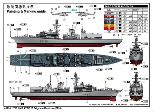 Trumpeter 06720 HMS type 23 Frigate-Montrose(F236)