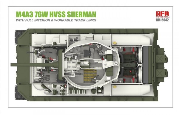 RFM-5042 M4A3 76W HVSS Sherman With full interior and workable track links