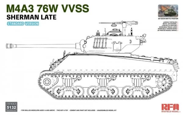RFM 5132 M4A3 76W VVSS Sherman Late Standard Version 1/35