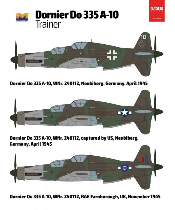 HK Models 01E09 1/32 Dornier Do 335 A-10 Trainer