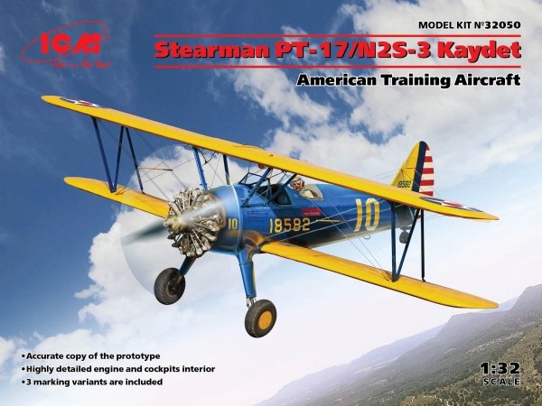 ICM 32050 Stearman PT-17/N2S-3 Kaydet American Training Aircraft