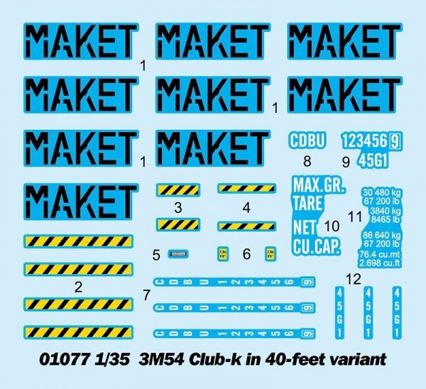 Trumpeter 01077 3M54 Club-k in 40-feet variant