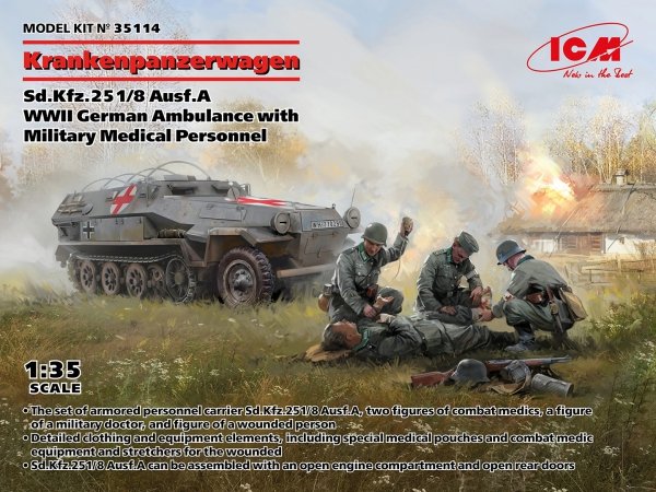 ICM 35114 Krankenpanzerwagen Sd.Kfz. 251/8 Ausf. A with Military Medical Personnel 1/35