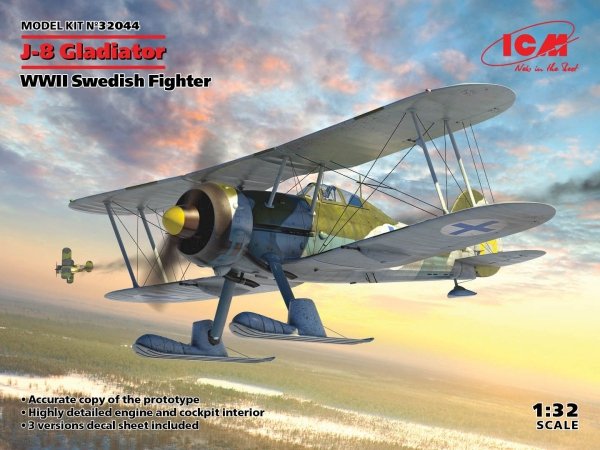 ICM 32044 J-8 Gladiator, WWII Swedish Fighter