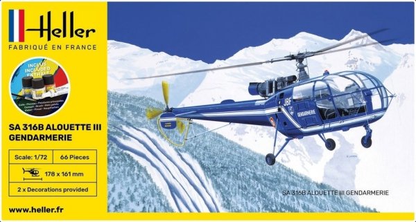 Heller 56286 Starter Set- SA Alouette III Gendarm