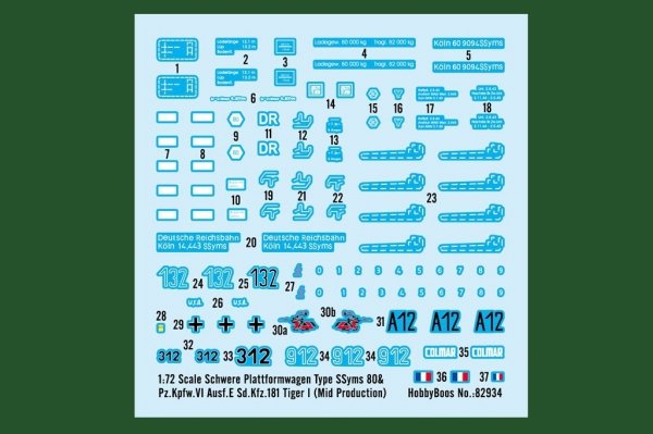 Hobby Boss 82934 Schwere Platformwagen Type SSyms 80&Pz.Kpfw VI Ausf.E Sd.Kfz.181 Tiger I (Mid Production)