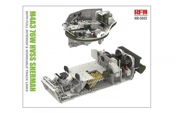 RFM-5042 M4A3 76W HVSS Sherman With full interior and workable track links