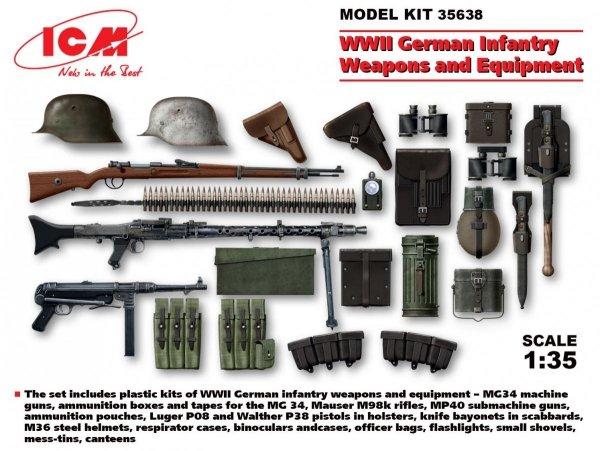 ICM 35638 WWII German Infantry Weapons &amp; Equipment 1/35